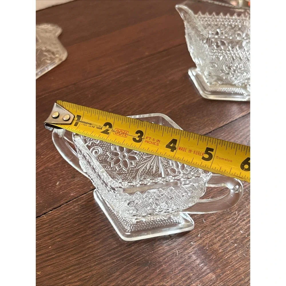 Vintage 3 Piece Set Indiana Glass Tiara Tray, Creamer, And Sugar Bowl‎ Diamond